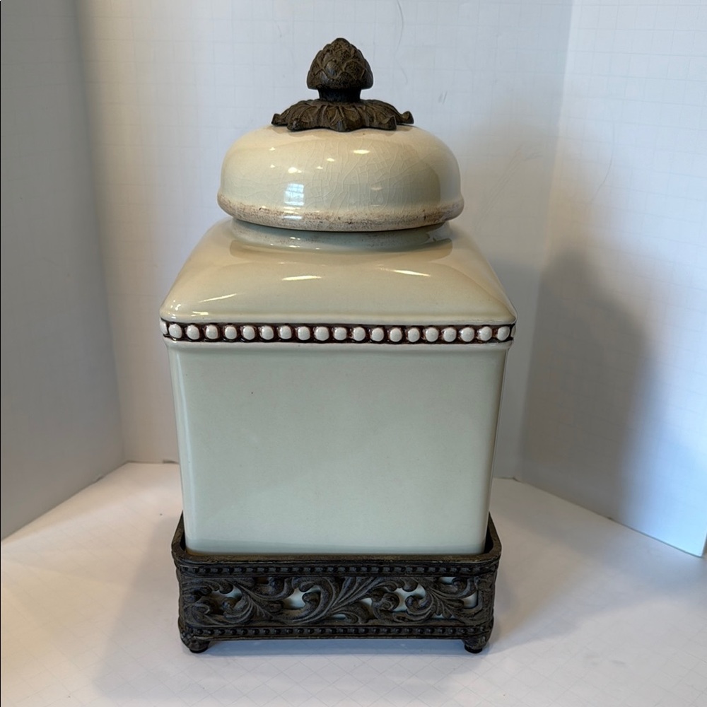 GG Collection (Gracious Goods) Acanthus Ceramic Canister 12”